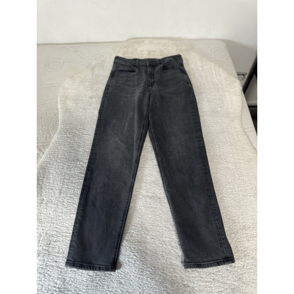 American Eagle Mom Jeans Black Washed High Waist Jeans Size 6 Regular Pants